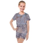 Window Pattern Winter Frost Kids  Mesh T-Shirt and Shorts Set