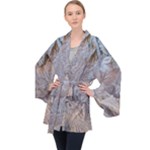 Window Pattern Winter Frost Long Sleeve Velvet Kimono 