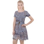 Window Pattern Winter Frost Cap Sleeve Velour Dress 