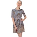 Window Pattern Winter Frost Belted Shirt Dress