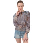 Window Pattern Winter Frost Banded Bottom Chiffon Top