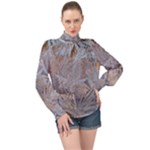 Window Pattern Winter Frost High Neck Long Sleeve Chiffon Top