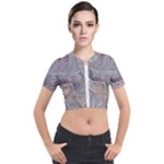 Window Pattern Winter Frost Short Sleeve Cropped Jacket