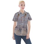 Window Pattern Winter Frost Women s Short Sleeve Pocket Shirt