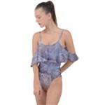 Window Pattern Winter Frost Drape Piece Swimsuit