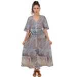 Window Pattern Winter Frost Kimono Sleeve Boho Dress