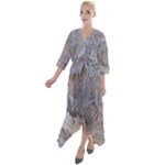 Window Pattern Winter Frost Quarter Sleeve Wrap Front Maxi Dress