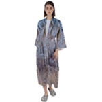 Window Pattern Winter Frost Maxi Satin Kimono