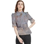 Window Pattern Winter Frost Frill Neck Blouse