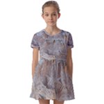 Window Pattern Winter Frost Kids  Short Sleeve Pinafore Style Dress