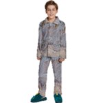 Window Pattern Winter Frost Kids  Long Sleeve Velvet Pajamas Set