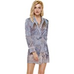 Window Pattern Winter Frost Long Sleeve Satin Robe