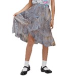 Window Pattern Winter Frost Kids  Ruffle Flared Wrap Midi Skirt