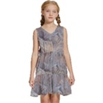 Window Pattern Winter Frost Kids  Sleeveless Tiered Mini Dress