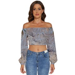 Long Sleeve Crinkled Weave Crop Top 