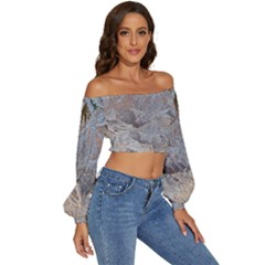 Long Sleeve Crinkled Weave Crop Top 