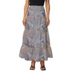 Window Pattern Winter Frost Tiered Ruffle Maxi Skirt