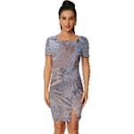 Window Pattern Winter Frost Fitted Knot Split End Bodycon Dress