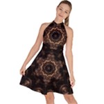 Bronze Age Mandala Sleeveless Halter Neck A-Line Dress