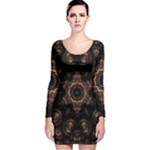 Bronze Age Mandala Long Sleeve Velvet Bodycon Dress