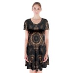 Bronze Age Mandala Short Sleeve V-neck Flare Dress