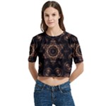 Bronze Age Mandala Women s Round Neck Short Sleeve Crop Top