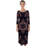 Bronze Age Mandala Quarter Sleeve Midi Bodycon Dress