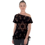 Bronze Age Mandala Off Shoulder Tie-Up T-Shirt