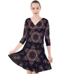 Bronze Age Mandala Quarter Sleeve Front Wrap Dress