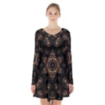 Bronze Age Mandala Long Sleeve Velvet V-neck Dress