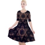 Bronze Age Mandala Quarter Sleeve A-Line Dress With Pockets