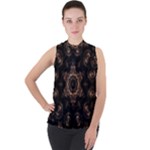 Bronze Age Mandala Mock Neck Chiffon Sleeveless Top