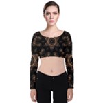 Bronze Age Mandala Velvet Long Sleeve Crop Top