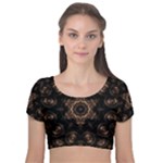 Bronze Age Mandala Velvet Short Sleeve Crop Top 