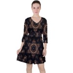 Bronze Age Mandala Quarter Sleeve Ruffle Waist Dress