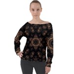 Bronze Age Mandala Off Shoulder Long Sleeve Velour Top