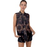 Bronze Age Mandala Sleeveless Chiffon Button Shirt