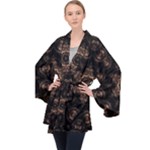 Bronze Age Mandala Long Sleeve Velvet Kimono 