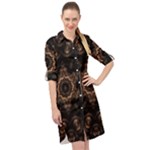 Bronze Age Mandala Long Sleeve Mini Shirt Dress