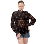 Bronze Age Mandala High Neck Long Sleeve Chiffon Top