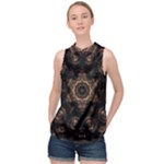 Bronze Age Mandala High Neck Satin Top