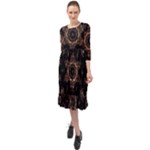 Bronze Age Mandala Ruffle End Midi Chiffon Dress