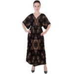 Bronze Age Mandala V-Neck Boho Style Maxi Dress