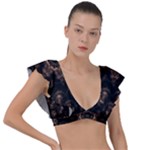 Bronze Age Mandala Plunge Frill Sleeve Bikini Top