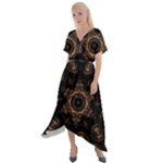 Bronze Age Mandala Cross Front Sharkbite Hem Maxi Dress