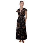 Bronze Age Mandala Flutter Sleeve Maxi Dress