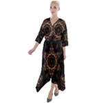 Bronze Age Mandala Quarter Sleeve Wrap Front Maxi Dress