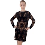 Bronze Age Mandala Long Sleeve Hoodie Dress