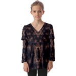 Bronze Age Mandala Kids  V Neck Casual Top