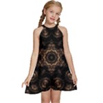 Bronze Age Mandala Kids  Halter Collar Waist Tie Chiffon Dress